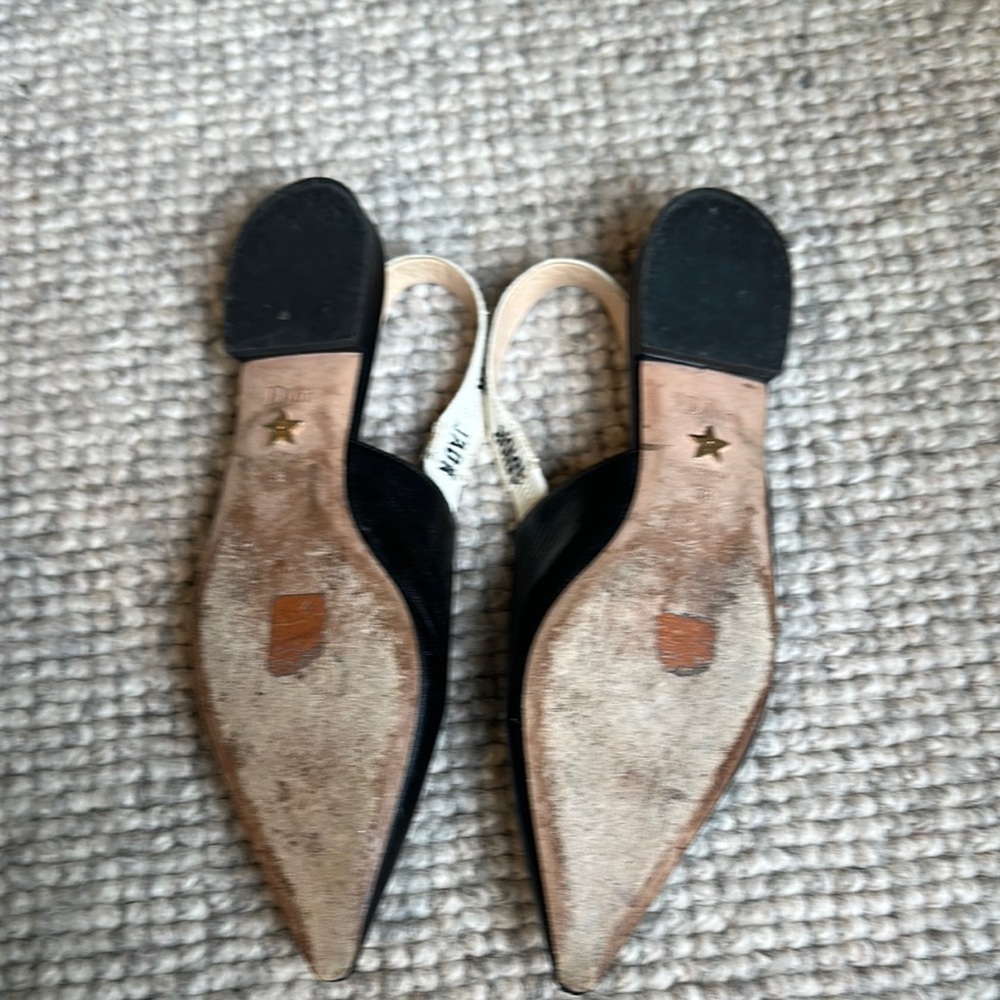 Dior J'Adior Black Flats Sophisticated Slingback Design - Picture 3 of 4